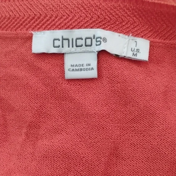 Chico's Orange and Black Ankle Cropped Pants & Cardigan - Picture 9 of 10